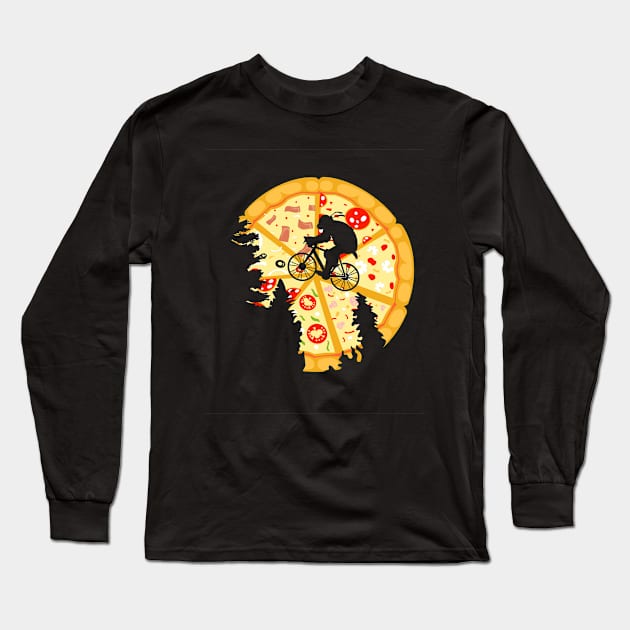 Pizza Moon Long Sleeve T-Shirt by drewbacca